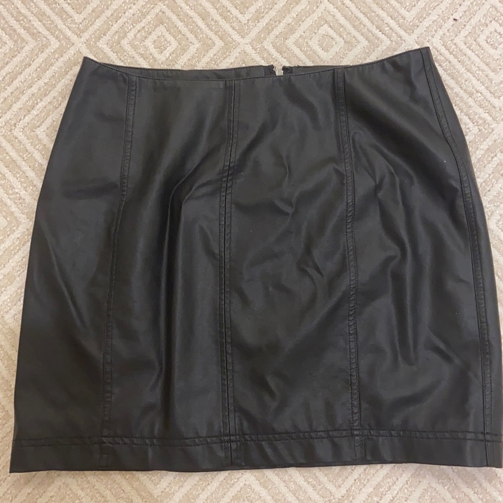 Black faux leather Free People mini skirt